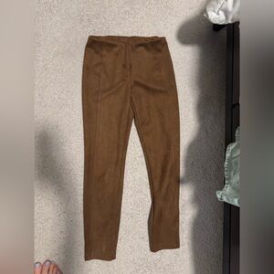 Corded Suede Zip Up Straight Leg Pant Brown